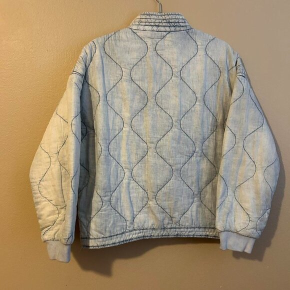 Kenzie Jeans Distressed Quilted Denim Blue Style Cotton Jacket Size Medium - Picture 8 of 8